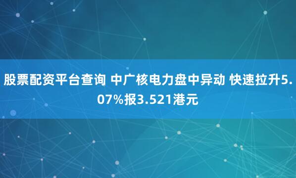 股票配资平台查询 中广核电力盘中异动 快速拉升5.07%报3.521港元